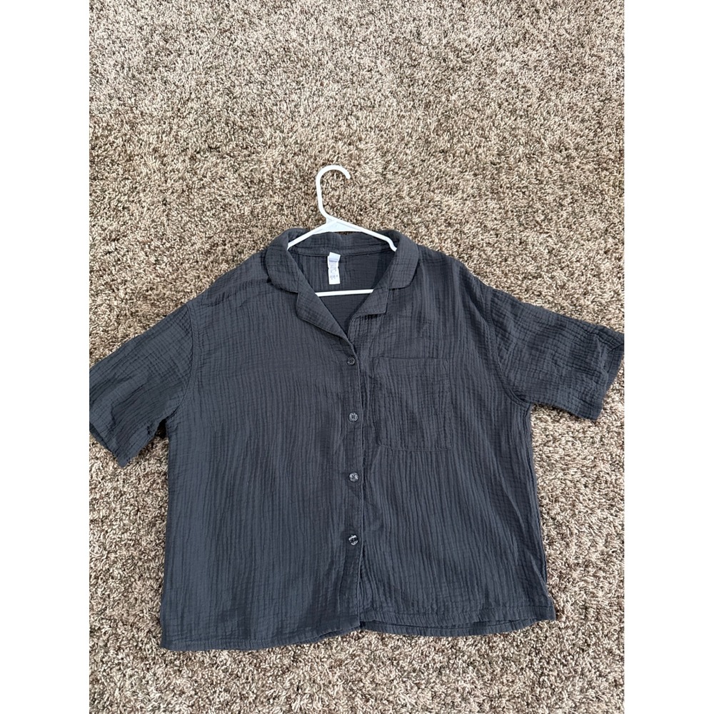 Stars Above Women Charcoal Grey Gauze Button Down Womens Medium Coastal Beach